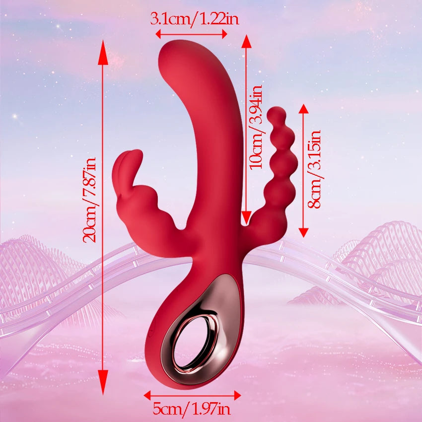 G Spot Dildo Rabbit Vibrator for Women 3 Points Of Stimulation Silicone Waterproof Female Vagina Clitoris Anal Massager Sex Shop