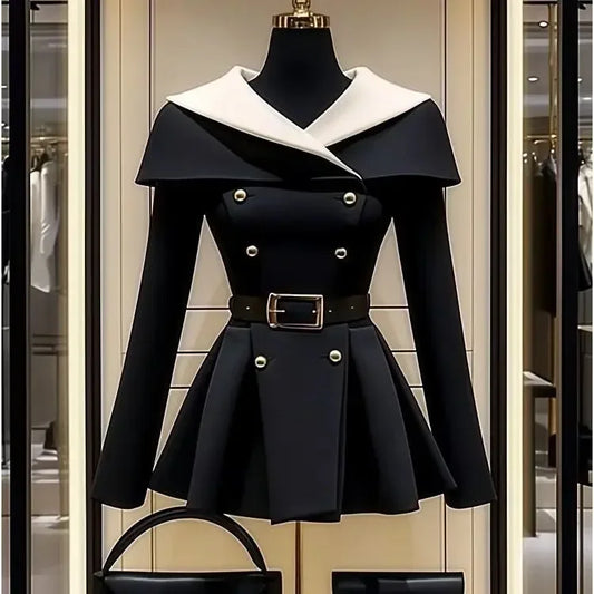 NEW Arrivals UK S-XL Size Elegant Black Jacket Women Autumn Spring Outfits French Fashion Outerwear Mid Length Coats Office Lady Formal Overcoats Female Chic Y2K Luxury Fashion Clothing Supplies