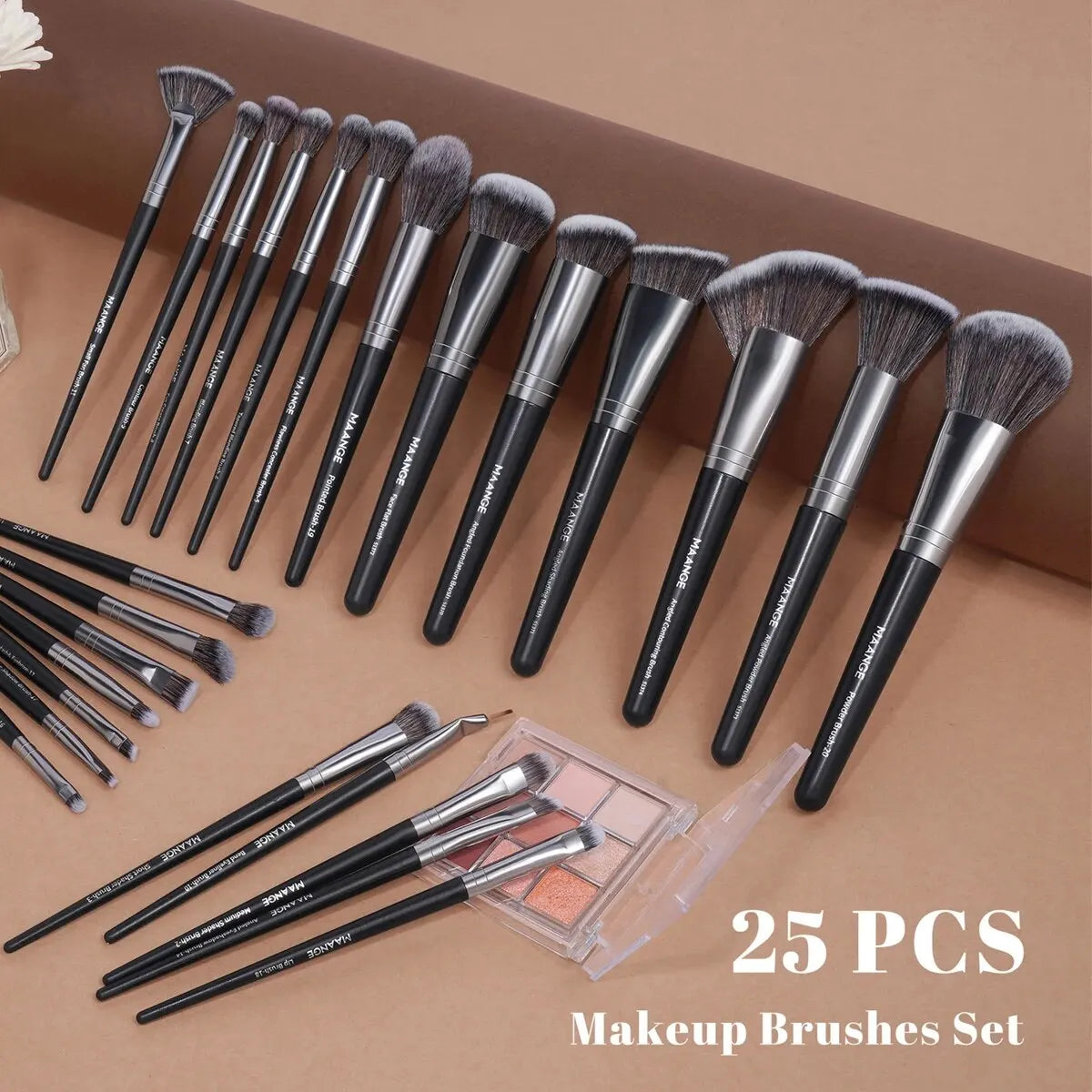 25Pcs Makeup Brush Set with 12Pcs Powder Puff Concealers Foundation Eyeshadow Brushes Sponge Set Fluffy Beauty Tools