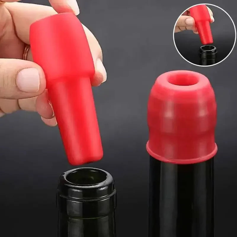 5 PCS Set Silicone Wine Stoppers Flexible Silicone Beverage Bottle Sealer Portable Wine Beer Glass Bottle Sealers Vacuum Keep Fresh Plug Bar Pubs Restaurants Hotels Tools