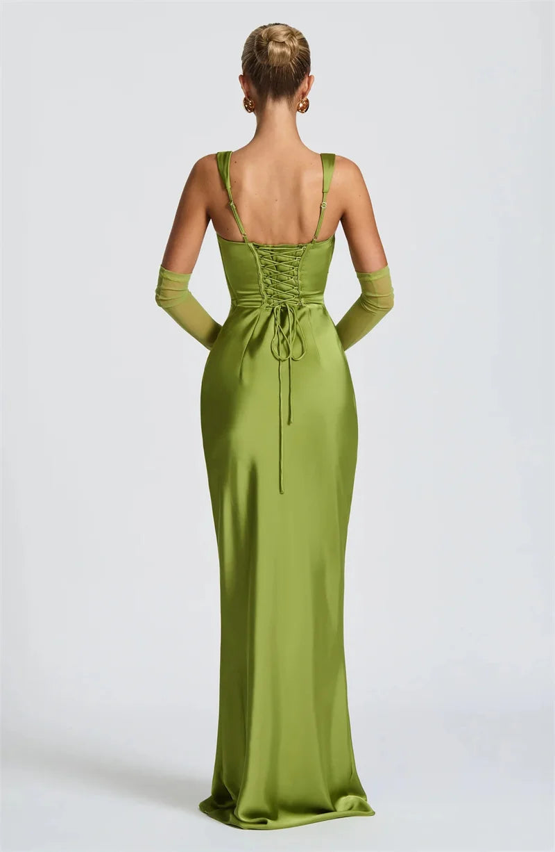 4 Colors  Satin Backless UK Size Sexy Luxury Maxi Dress Women Elegant Halter Off-Shoulder Sleeveless Lace-Up Bodycon Evening Wedding Guest Business Party Celebrity Long Dresses.