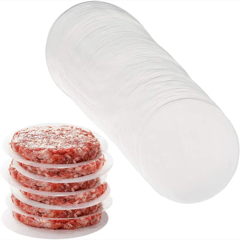 100 PCS Set 10/11/12cm  Round Hamburger Patty Paper Food Grade Non-Stick Baking PPaper For Burger Pressed Patties, Baking Cake Liner Cooking Tools Set