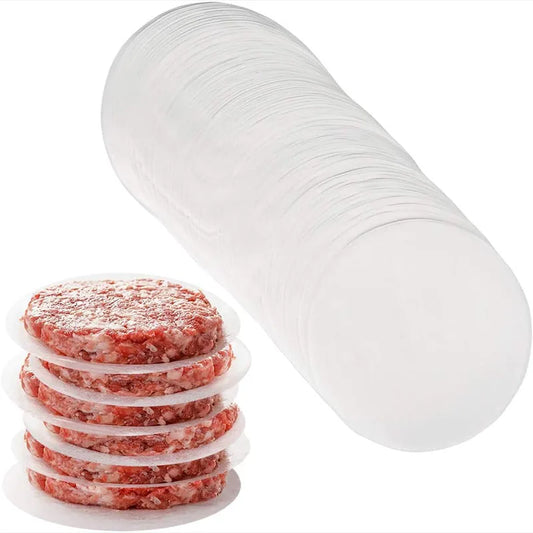 100 PCS Set 10/11/12cm  Round Hamburger Patty Paper Food Grade Non-Stick Baking PPaper For Burger Pressed Patties, Baking Cake Liner Cooking Tools Set