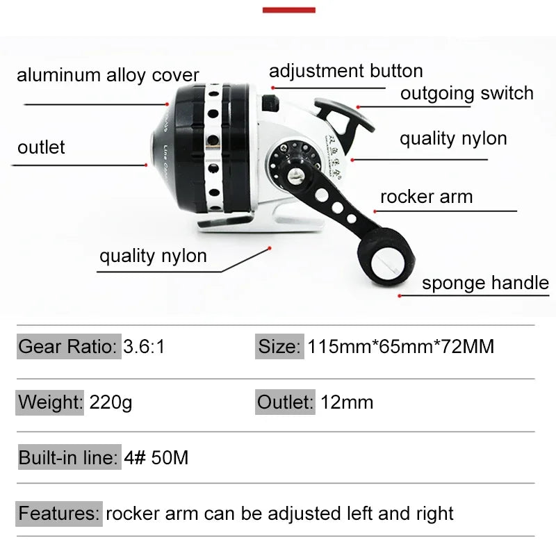 NEW KIT 3 Colors 6 PCS SET Closed Reel BL30 Fishing 4+1BB 3.6:1 High Speed Gear Ratio Slingshot Closed Metal Spinning Hand Wheel Outdoor Bow Hunting Fishing with PE line 45M Lake River Fishing Accessory Sets