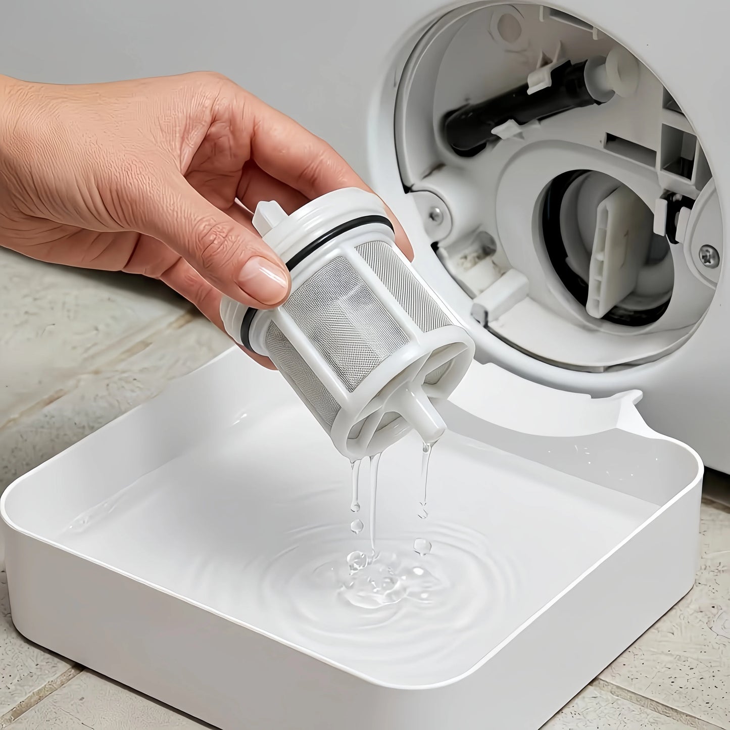 Washing Machine Drain Water Collection Tray, No Overflow, Lint Filter and Foreign Object Collection Drip Tray, Clean Laundry Room Water Collection Box