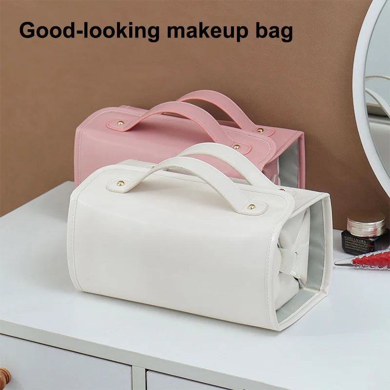 Detachable Foldable PU Leather Makeup Bag Large Capacity Travel Storage Pouch Outdoor Portable Four In One Cosmetic Organizer