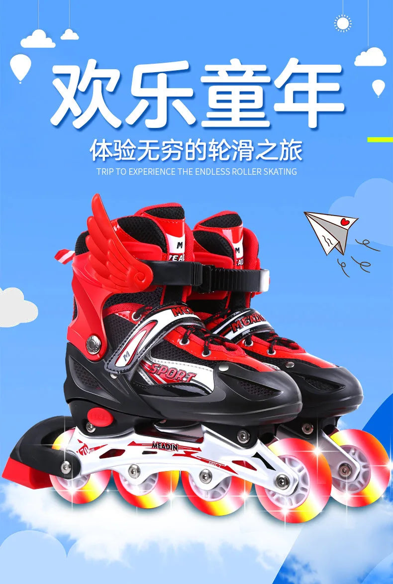 Rolling Skates Adjustable Skates Full Set of Flashing in-line Outdoor Practice Roller Skates