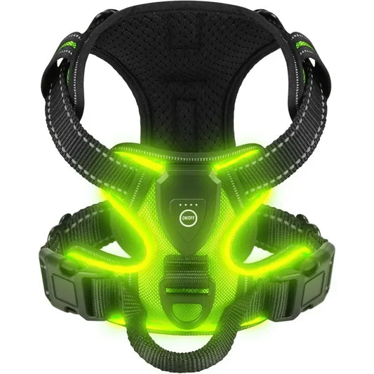 NEW Arrivals LED Light Up Dog Harness No Pull Adjustable Rechargeable Pet Luminous Vest Harness Small Medium Large Dogs Outdoor Night Walking Running Pet Supplies