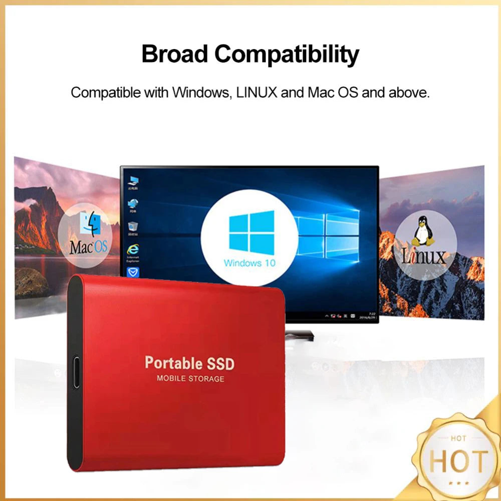 Portable Mobile Hard Disks Lightweight USB 3.2 External Hard Drive Fast Transfer External Solid State Drives For Laptop Desktop PC Computer Accessories