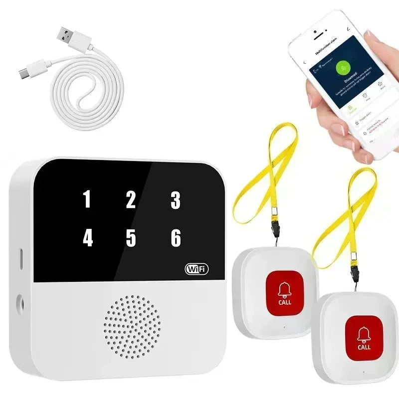 4/6PCS Set TUYA App Control Seniors WI-FI Button Wireless Caregiver Pager Elderly SOS Alarm Senior Elderly Emergency Alarm For Patients Elderly At Home