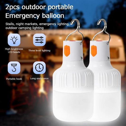 NEW Arrivals 2-8PCS Set  Rechargeable LED Indoor Outdoor Emergency Hookup Portable Lights with Battery Flashing Lights Barbecue Tent Camping Lights