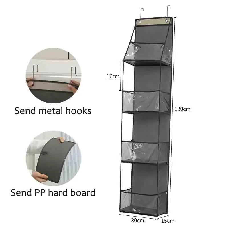 NEW Arrivals 2 PCS Set 4+6 Layers Storage Hanging Bag Door Mounted Storage Bag Wall Mounted Dormitory Non-Woven Fabric Visible Transparent Multi-Layer Storage Set
