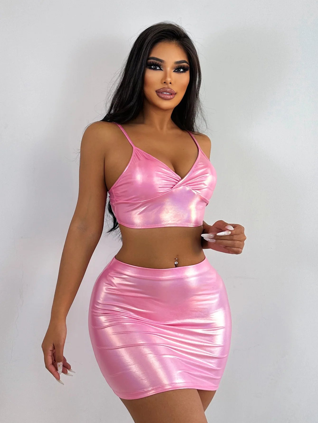 Sexy Pink Brozing Bikini Set Women Luxury Rhinestone Criss Cross Bandage Micro Swimsuit Bathing Suit Diamond Thong Swimwear