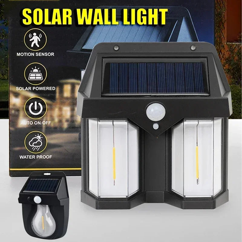 New Solar Tungsten Filament Lamp Outdoor Waterproof Intelligent Induction Wall Lamp Courtyard Garden Villa Lighting Night Light
