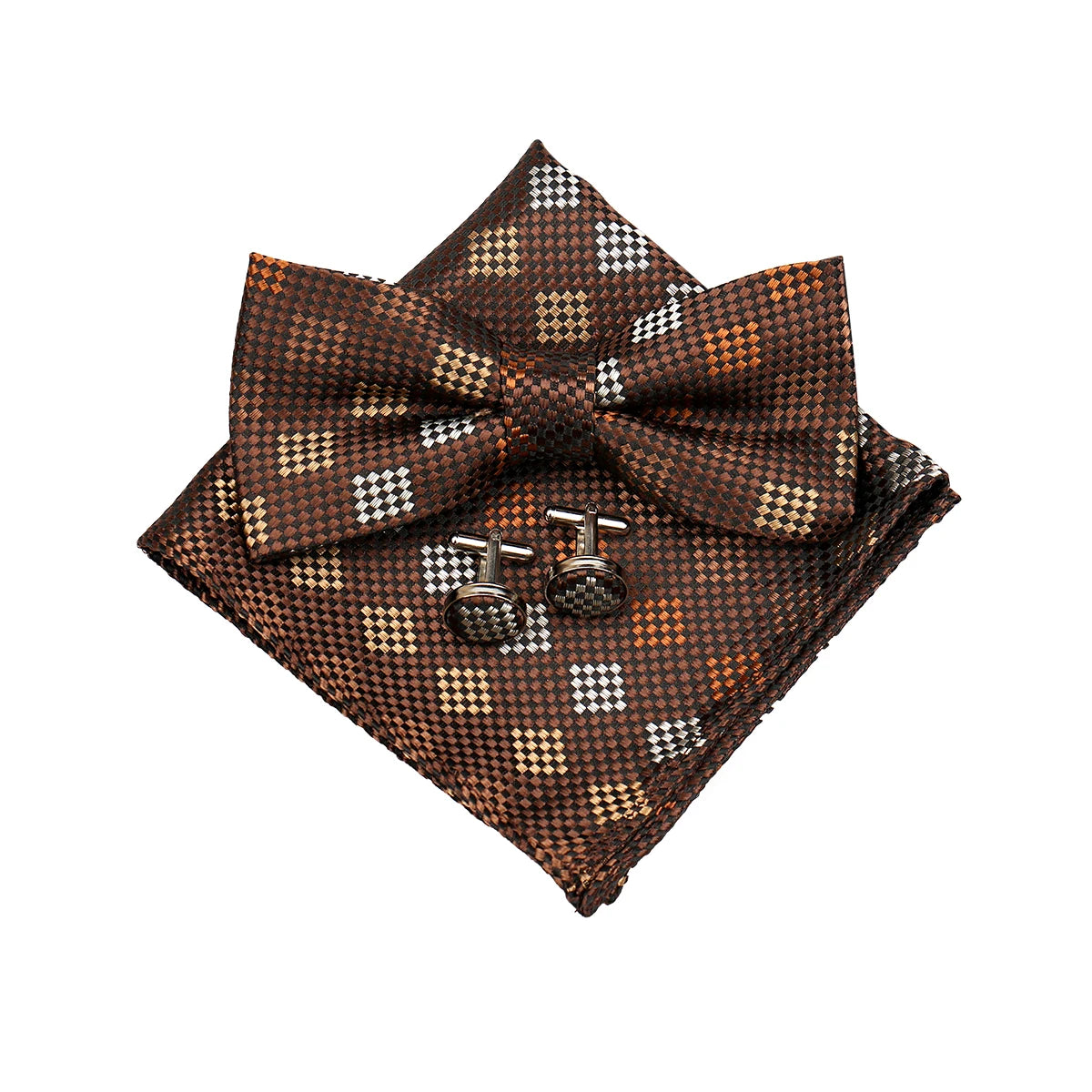 3 PCS Set 55 Colors Luxury Paisley Bowtie Suit Man Bow Tie Pocket Square Cufflinks Wedding Bowknot Accessories Butterfly Neckwear Adjustable Adult Ties