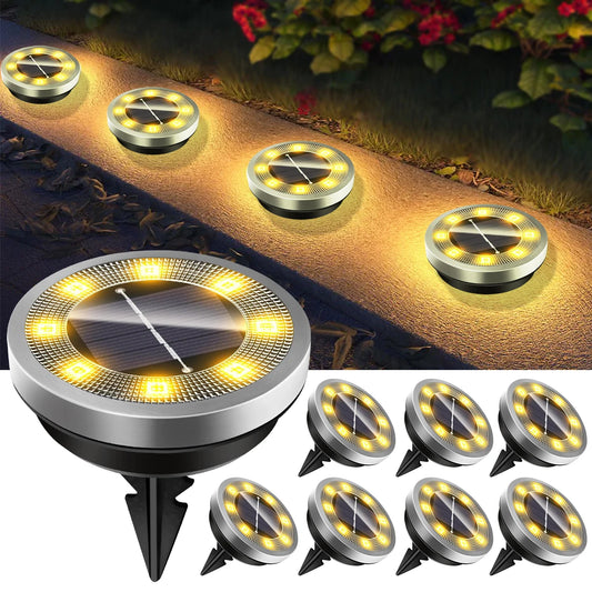 NEW Arrivals 4/8PCS Set Solar Ground Lights IP65 Waterproof Solar Lights Outdoor Solar Garden Lights In-Ground Landscape Lights for Yard Lawn Patio Deck Home Garden Lighting Accessories
