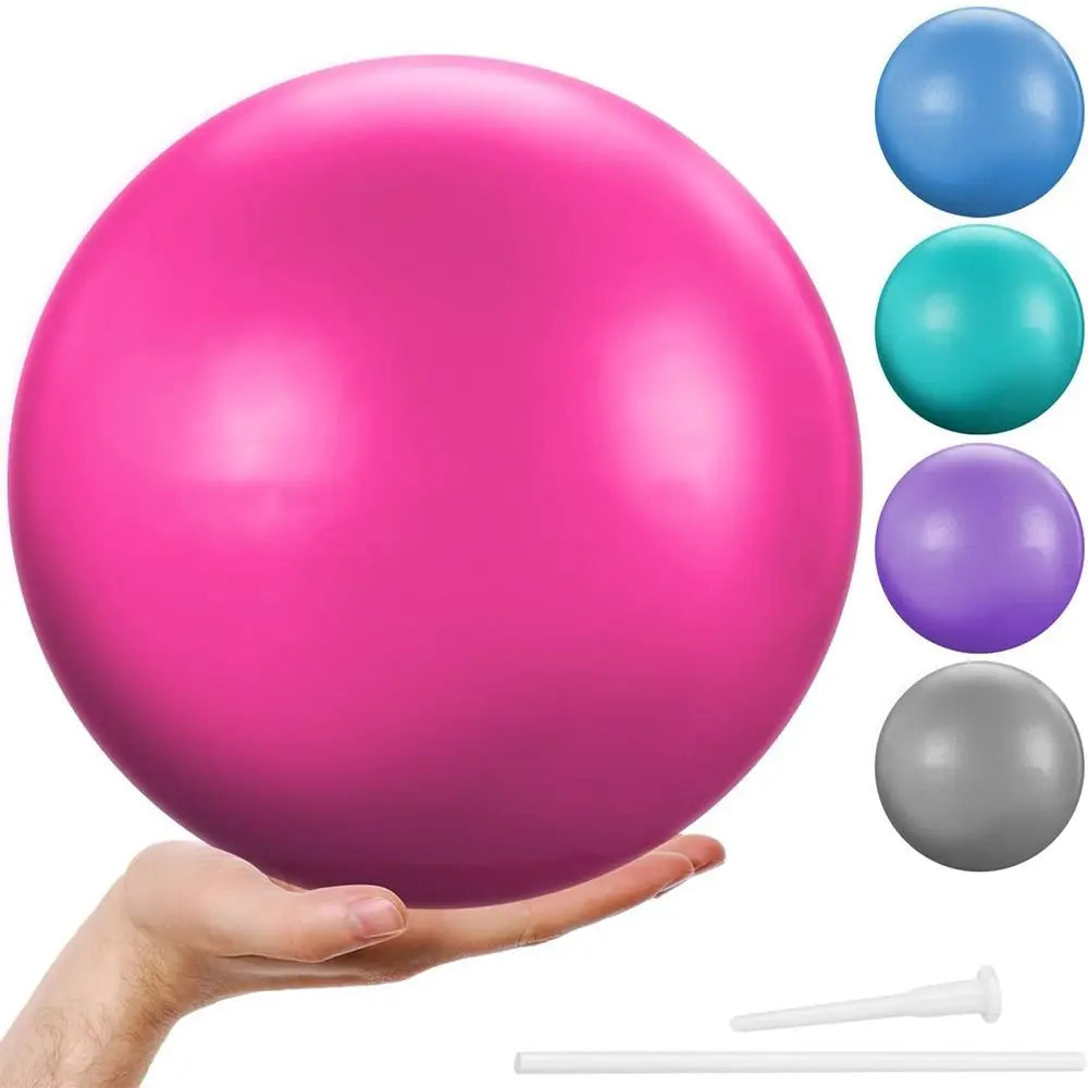 NEW Arrivals 25cm Mini Yoga Ball Soft Pilates Exercise Gym Ball PVC Non Slip Home Training Balance Stability Inflatable Straw Easy Inflation Home Indoor Exercise Gym Sports Supplies