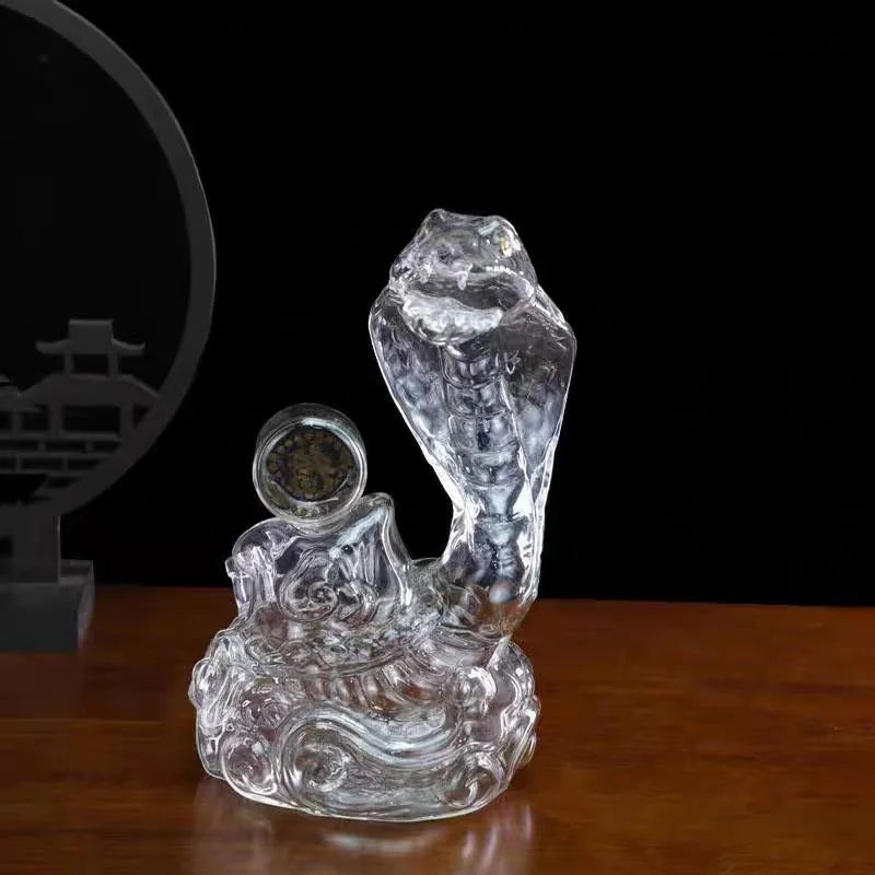 1000ml Cobra Shape Whiskey Decanter, Hand Blown Glass Liquor Bottle with Stopper,  Animal Wine Carafe for Bar, Whiskey Scotch Bourbon Home Bar Drinkware Pubs Night Club Barware Accessories