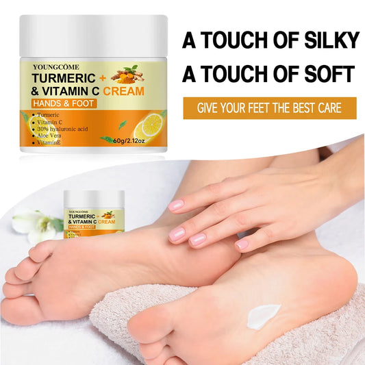 Korean Turmeric and Vitamin C Foot and Hands Wax Cream with Vitamin C Ginger for All Skin Types, Fragrance Free, Suitable for All Seasons 60g Cream Women Men Skin Care Products