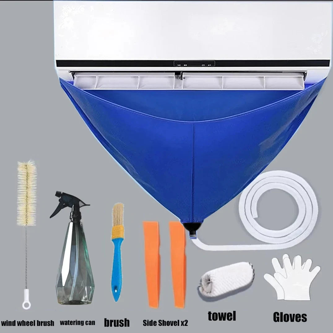 NEW Arrivals 8PCS Set 90cm Air Conditioner Cleaning Cover Hanging AC Water Washing Bag Reusable Summer Cleaner Tools Thickened with Pipe Home Cooling Accessories