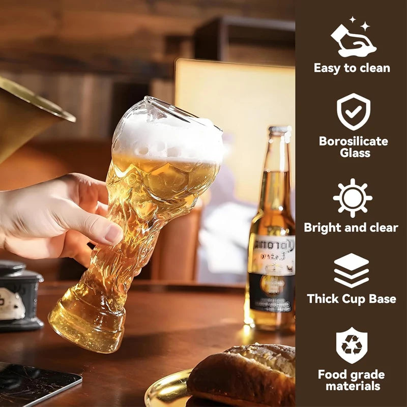 2026 World Cup 5 PCS Set 600ml Creative Football Shaped Beer Mug Large Capacity Unique Bar Pub Night Club Hotels Restaurants Collectible Glass for Drinks Gift for Soccer Fans Drinkware Barware Accessories