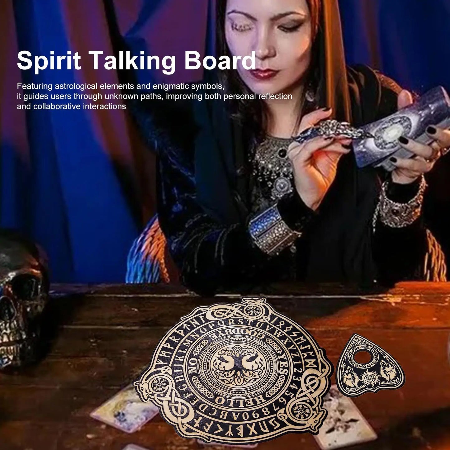 NEW Paranormal Spirit QUIJA Board Wood Talking Board Eagle/Tree/Scull for Divination Tabletop Decision-Making Aid Entertainment Prop for Group Games Gathering Fun