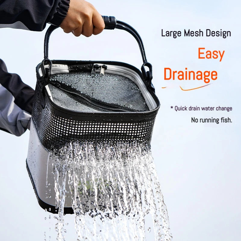 10/13L New Fishing Folding Bucket Lure Live Fish Bucket Transparent Wild Portable Fishing Dry Bag with Mesh Hole