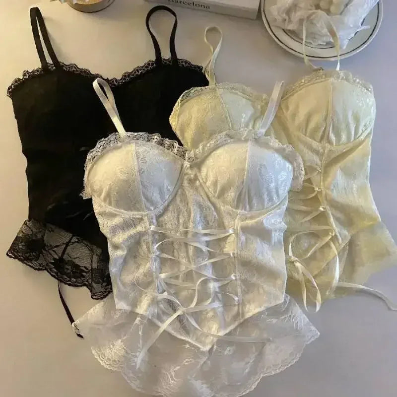 NEW Arrivals Sexy Clothes Blouses Sexy Crop Tops Women Corset Lace Bandage T-Shirt Camisole Woman Sling Tank Top Fashion Sleeveless Waistcoat Ladies Sexy Underwear Clothing