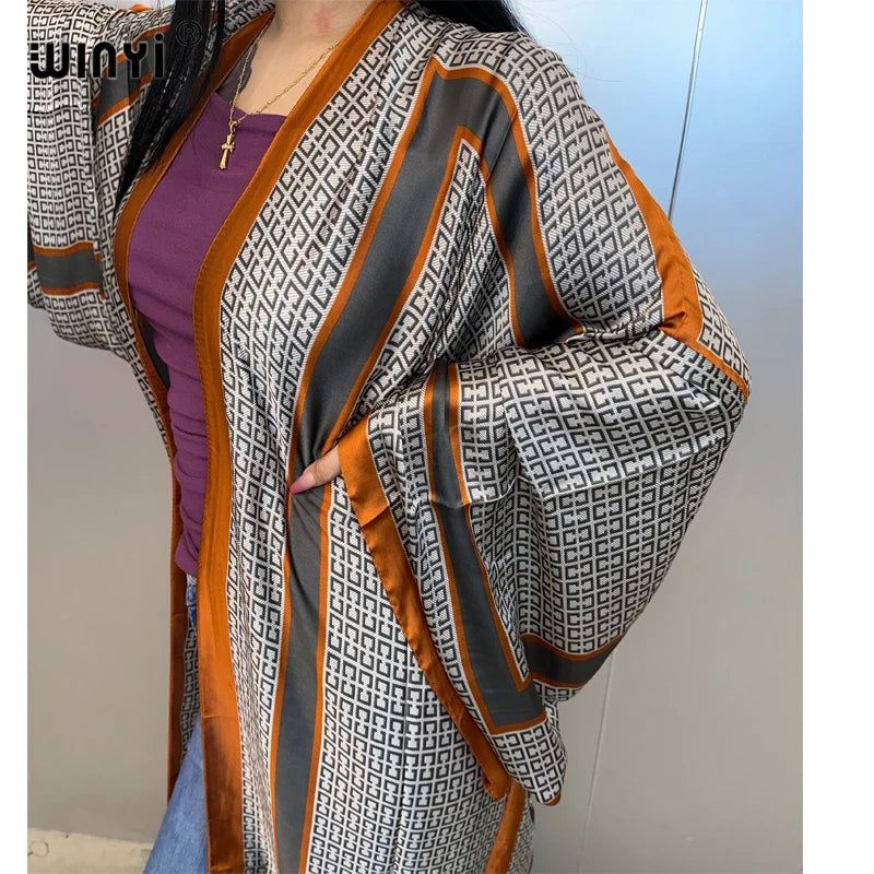 NEW Arrivals Luxury Bohemian kimono kaftan Beachwear Cardigan Sexy Evening Beach Dress Abaya Dubai Algerian Luxury Swimsuit Cover-Ups Beach Outfits Muslim Ladies فستان العيد