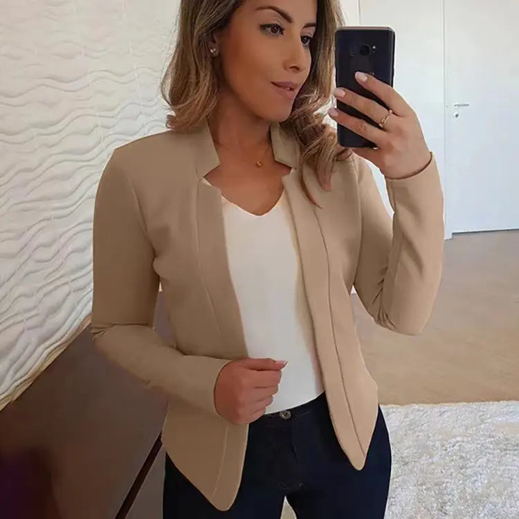 S-3XL UK Plus Size Multi-Colors Women's Clothing New Autumn Winter Spring Blazer Fashion Versatile Long Sleeved Open Collar Casual Suit Jacket Top Blazers Suits