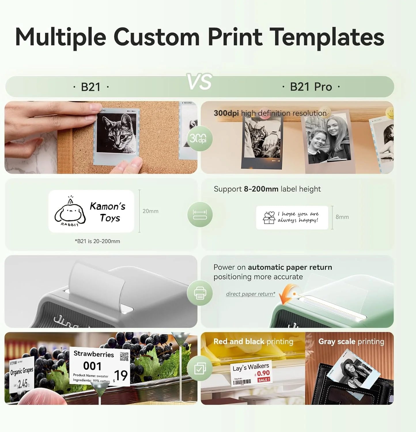 B21 PRO Mini Adhesive Label Printer Wireless Portable Thermal inkless Maker Photo Barcode Price Tag Sticker 200 300dpi