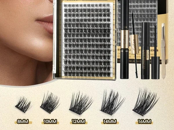 168PCS Set Cluster Lashes Kit 2 in 1 Adhere and Seal Cluster Lashes Adhesive DIY Segment Lashes Cluster Extension Glue Kit Women Cosmetic Sets