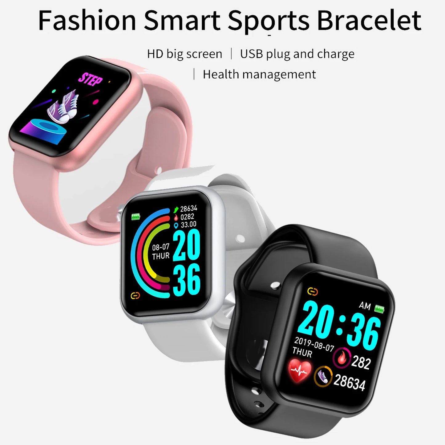 NEW Arrivals Sport Smart Watches Color Screen Life Waterproof Bluetooth Fitness Bracelet With Health Blood Pressure Heart Rate Sleep Monitor