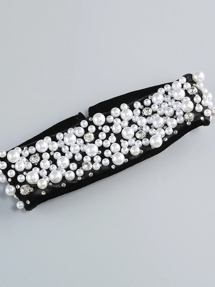 NEW Arrivals UK Size Sexy Strapless Pearls Diamonds Long Luxury Velvet Dress With Gloves Women Black Velvet Sleeveless Beaded Split Maxi Dresses Celebrity Evening Party Gown Ladies Luxury Fashion Clothing Supplies