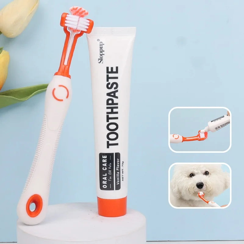 Pet Toothbrush Toothpaste Set Dog and Cat Teeth Cleaning Toothbrush Set Cat and Dog Oral Cleaning Pet Products