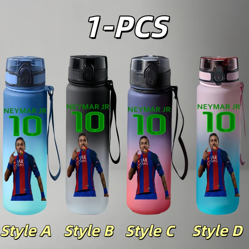 750ml Messi Cristiano Ronaldo Neymar Football Star Character Water Cup Large Capacity Outdoor Portable Leak-Proof Drinking Bottle Boys and Girls Gift Drinking Kettle Sports Accessories