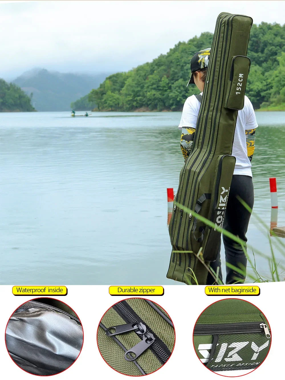 2/3 Layers Top Quality Fishing Rod Bags 60/100/122/150/152/180CM Tackle Collapsible Oxford Cloth Fishing Zipped Case Storage Pouch Holder Organizer For Fishing