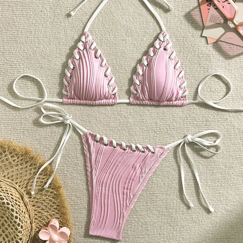 NEW 4 Colors UK Size Sexy Brazilian Bikinis Women's Swimwear Female Swimsuit For Swimming Wear Bathing Suits Brazilian Bikini Set Beachwear Water Pool Ladies Sexy Swimwear