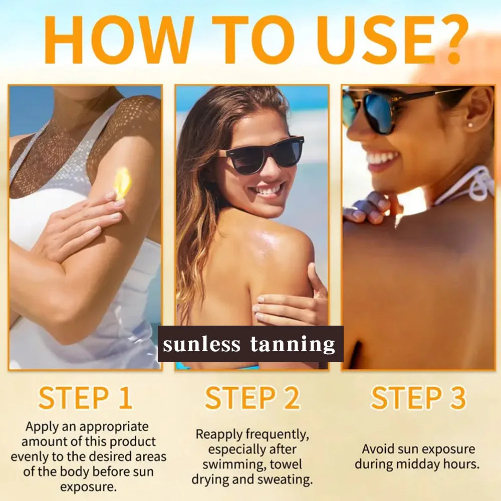NEW ﻿ Body Tanning Cream Self Tanner Booster Brown Sun Bronzer Repair Nourishing Skin Coloring Sunless Lotion Sun Protection Cream Women Skin Care Supplies Korean Products