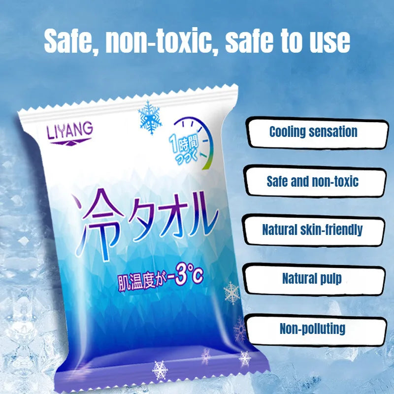 1/5/10/20/30/50 PCS Set Korean Extra Large Cooling Wet Towels Instant Ice Cold Refreshing Summer Portable Oversized Sweat Wipes for Adult Sports Cycling Running Outdoor Driving Hiking