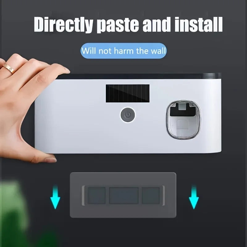 Intelligent UV Toothbrush Sterilizer with Automatic Toothpaste Dispenser - Wall Mounted, Space Saving, Advanced UV Sterilization