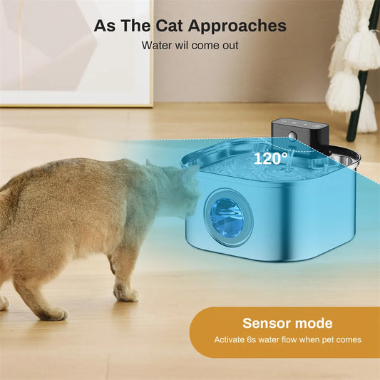 NEW Arrivals 3.2L Sensor Stainless Steel Wireless Charging Cat and Dog Water Fountain Rechargeable Automatic Induction 45 Days Standby Cycle Filter Pet Drinking Bowl