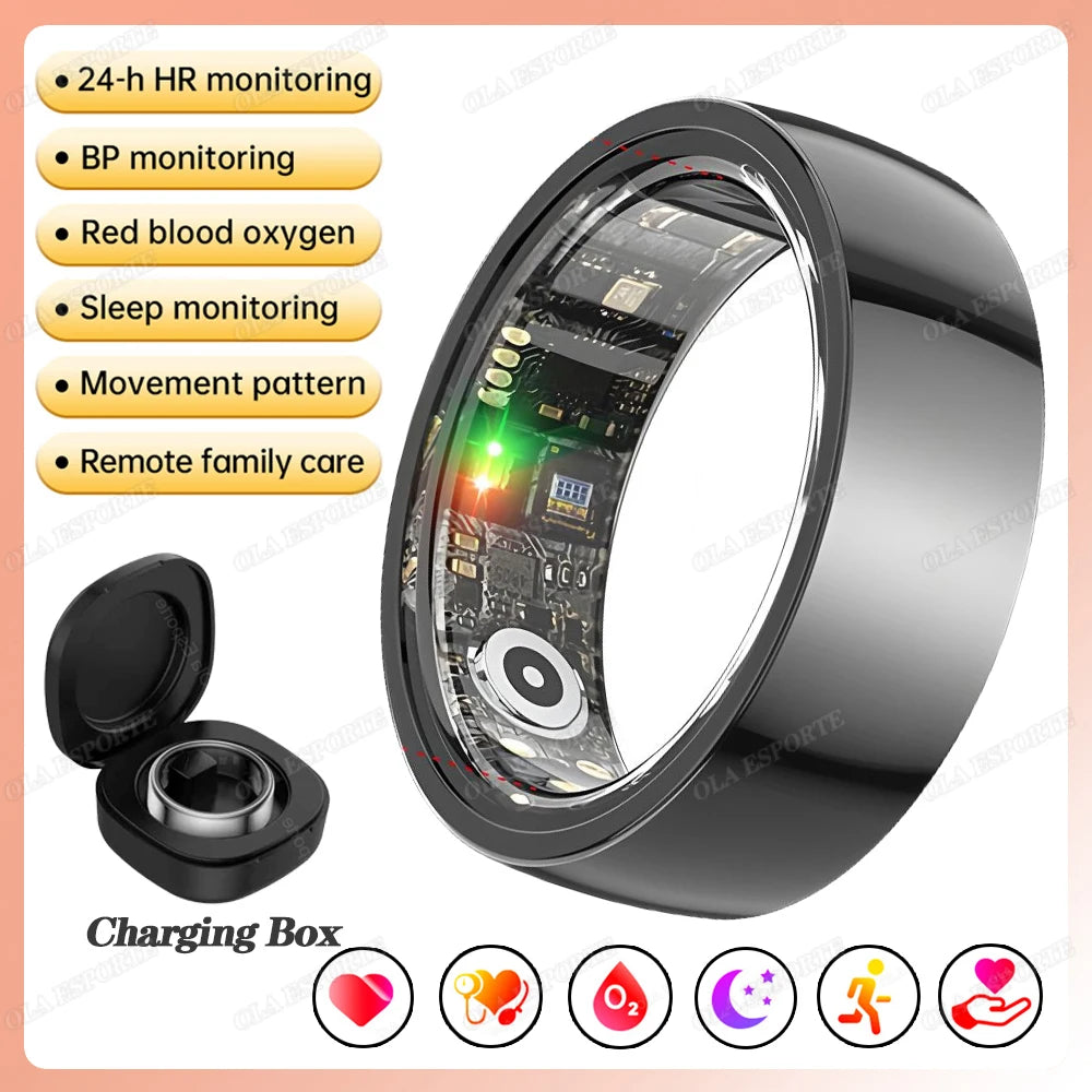 New 5 ATM Smart Ring GPS Tracker Heart Rate Blood Pressure Sleep Monitor BT Call Sport Mode Smart Ring Elderly Men Women For Android IOS Health Care Supplies