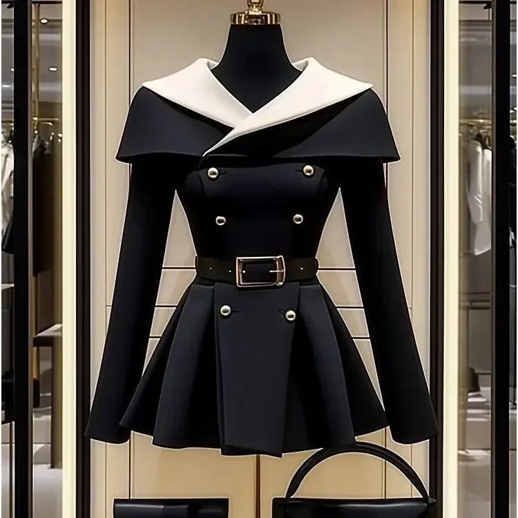 NEW Arrivals UK S-XL Size Elegant Black Jacket Women Autumn Spring Outfits French Fashion Outerwear Mid Length Coats Office Lady Formal Overcoats Female Chic Y2K Luxury Fashion Clothing Supplies
