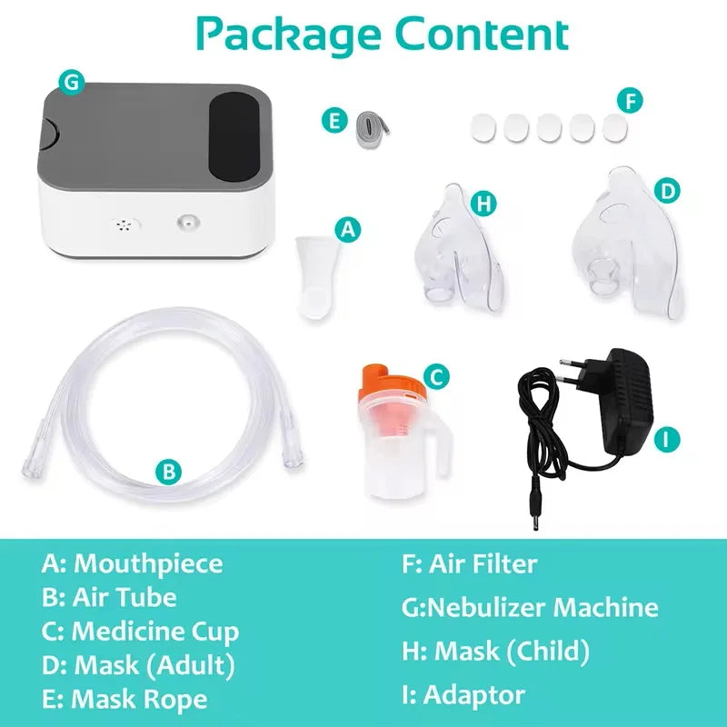 NEW Set Home Use Portable Electronic Nebulizer Machine for Adults & Kids for Breathing Problems with 2 Masks and 1 Mouthpiece, Adjustable Timing Health Care Supplies