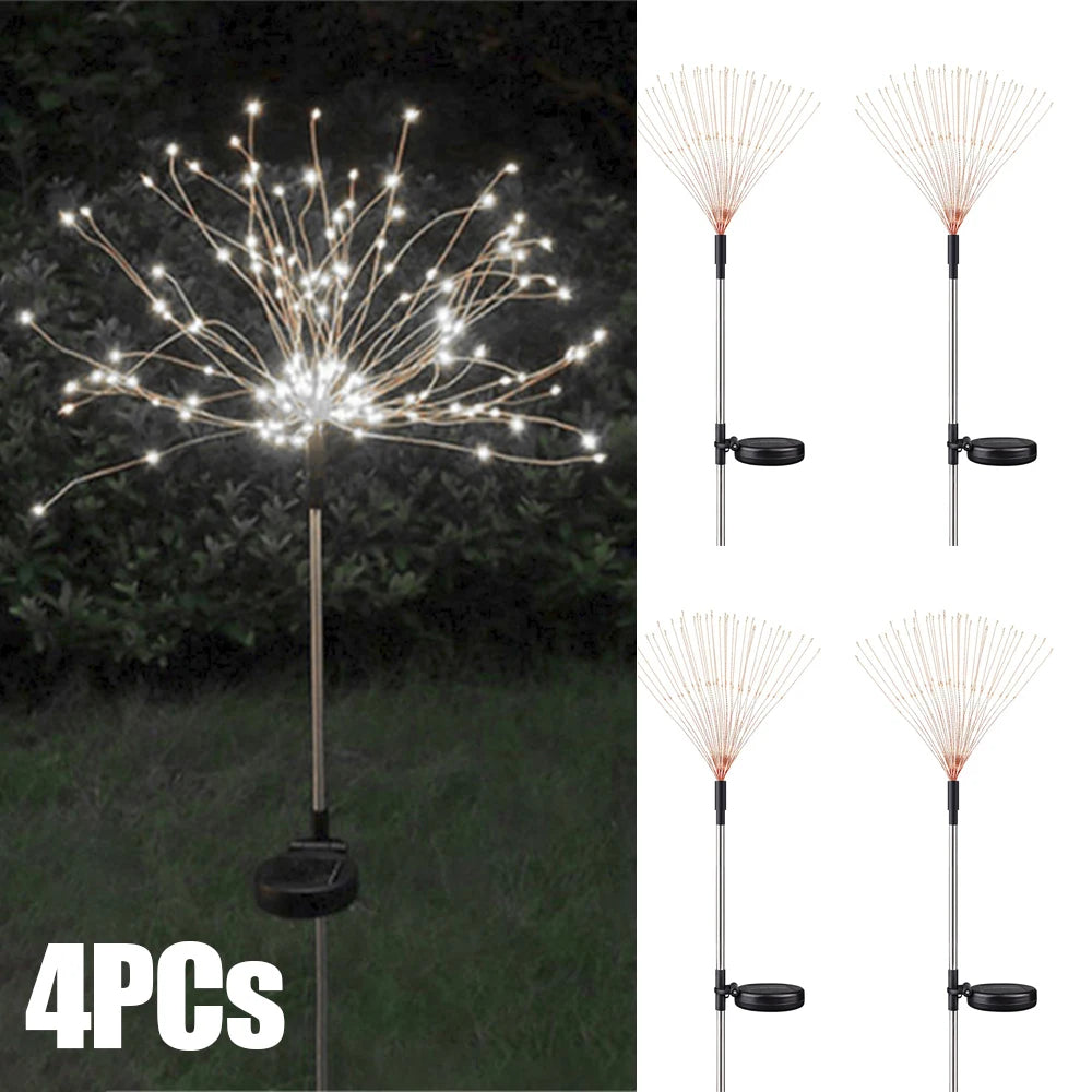 NEW 8PCS Set 200 LED Solar Firework Light Waterproof Outdoor 8 Lighting Modes Fairy String Light Christmas Lawn Lamp Garden Decoration