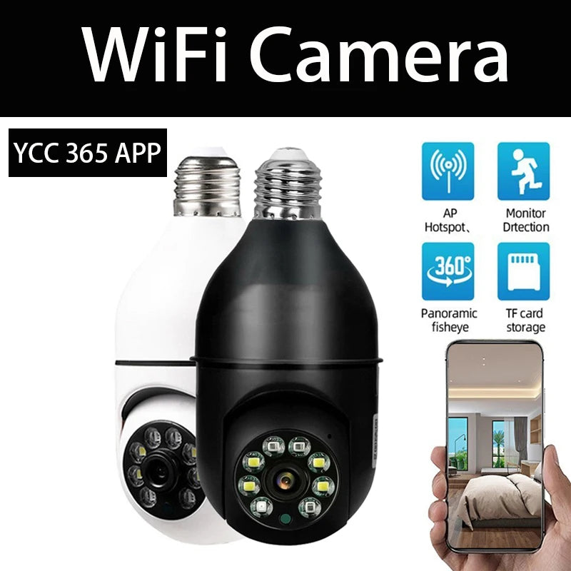 YCC 365 Plus IP Camera Wi fi E27 Security Monitor Night Vision Full Color Auto Rotating Wireless 360 Wi fi Surveillance Bulb Camera