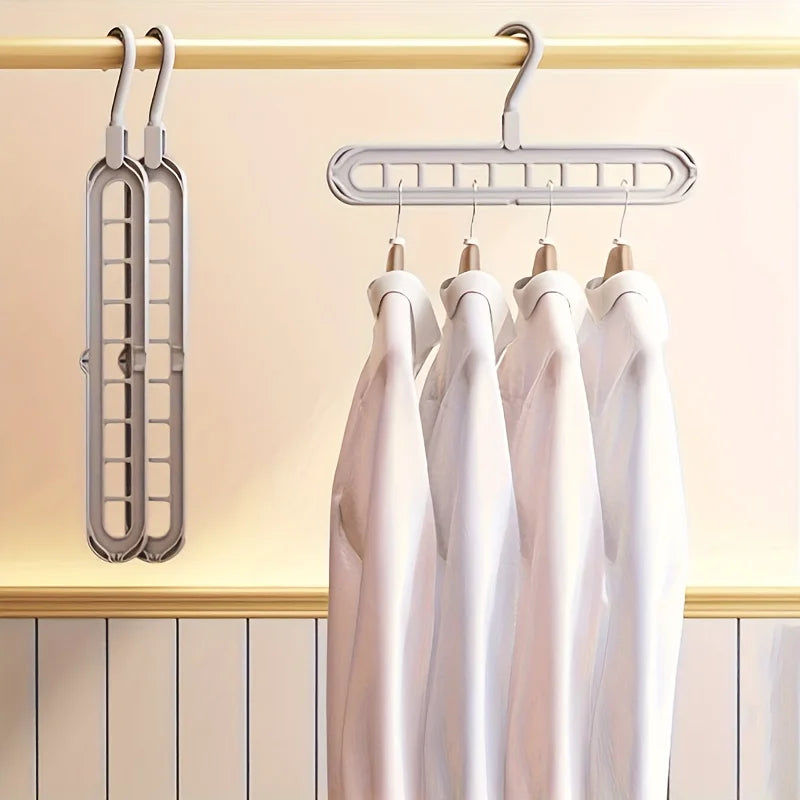 3 PCS Set, Plastic 9-Hole Foldable Hangers, Heavy Duty Space Saving Clothes Organizer Hangers, For Room, Closet, Wardrobe, Drying Racks Home Clothing Accessories