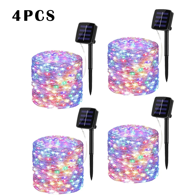 NEW Arrivals LED Solar String Light Outdoor Garden Pathway Courtyard Fairy Lights Led Twinkle Waterproof Lamp Bulbs for Christmas Party Decor 7m/12m/22m/32m/52m/102m Lighting Decoration Supplies