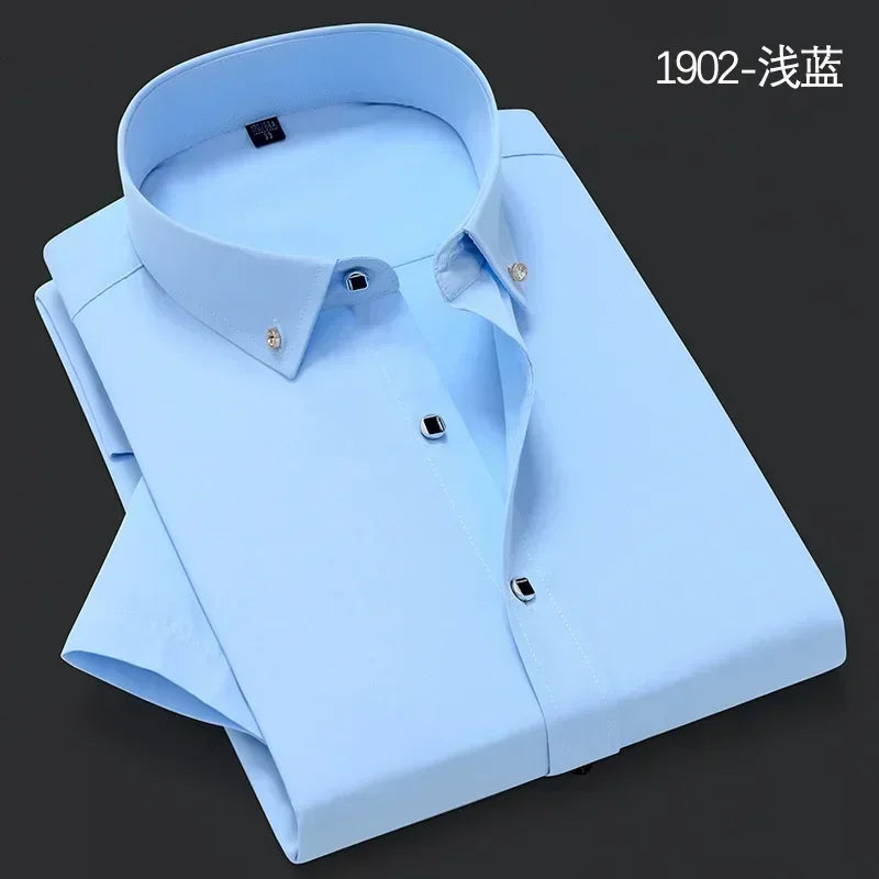 10 Colors S(60KG) 5XL(90KG) UK Plus Size New Men's Whit Shirt High End TikTok Popular Clothes Short Sleeve Long Sleeve Casual Suit Bottom Shirts